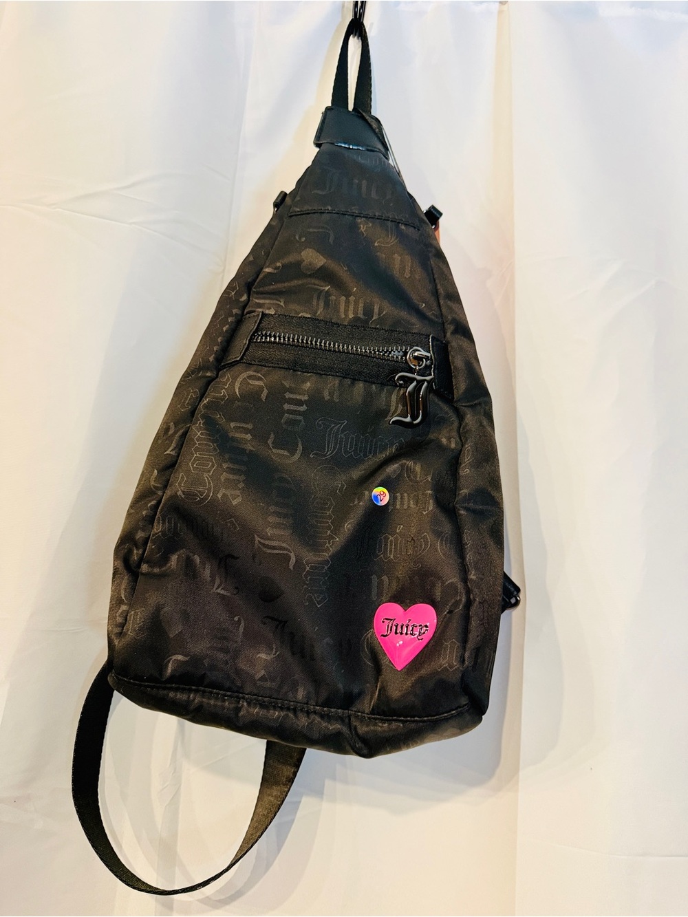 Juicy Couture Bag Black Sling with Pink Heart Accent NWT Recycled Polyester